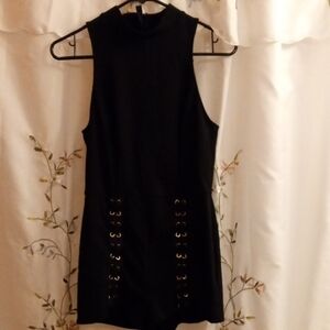 Charlotte Russe Black Sleeveless Romper with Grommet Detail